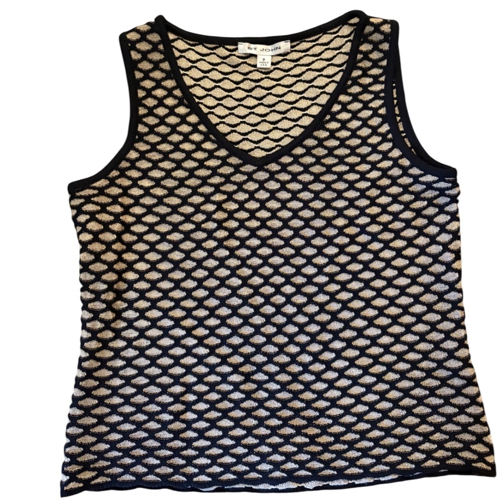 ST JOHN Black Gold Sleeveless Knit Top Size P